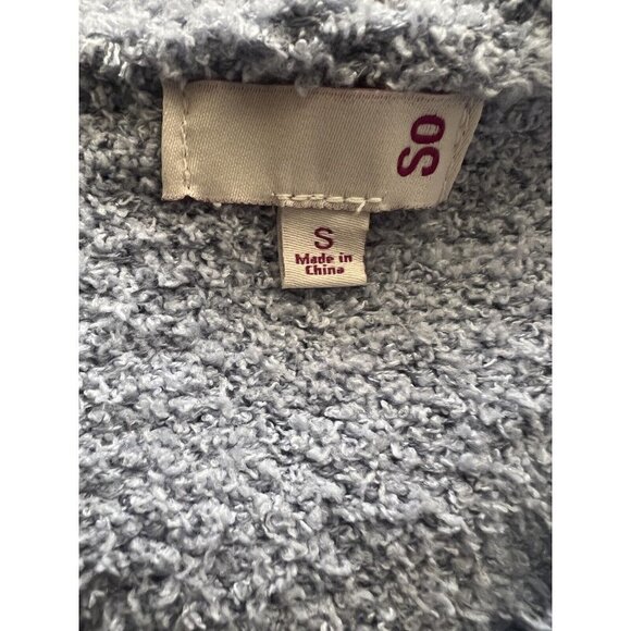 SO Womens Blue Pullover Crop V-Neck Hoodie Chunky Sweater Small Stretch New - Picture 6 of 9